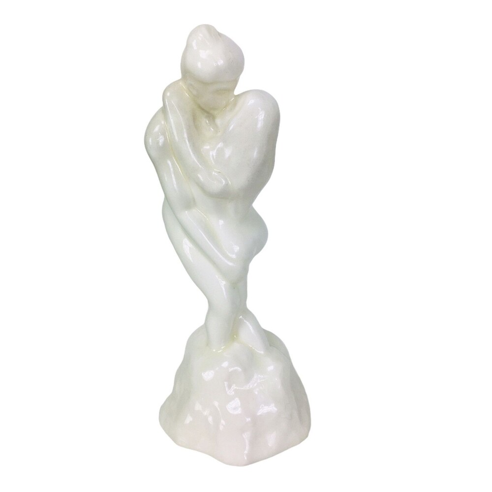 Vintage Ceramic Porcelain Romantic Nude Couple Kissing In Loving Embrace Statue